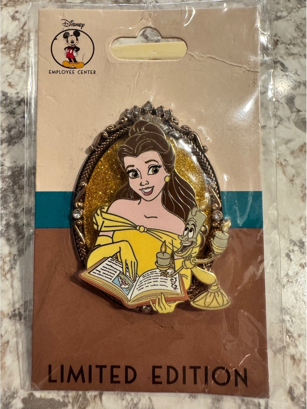 Disney Employee Center Dec Princess And Pals Belle Pin Lumiere Le 200 Gold Frame
